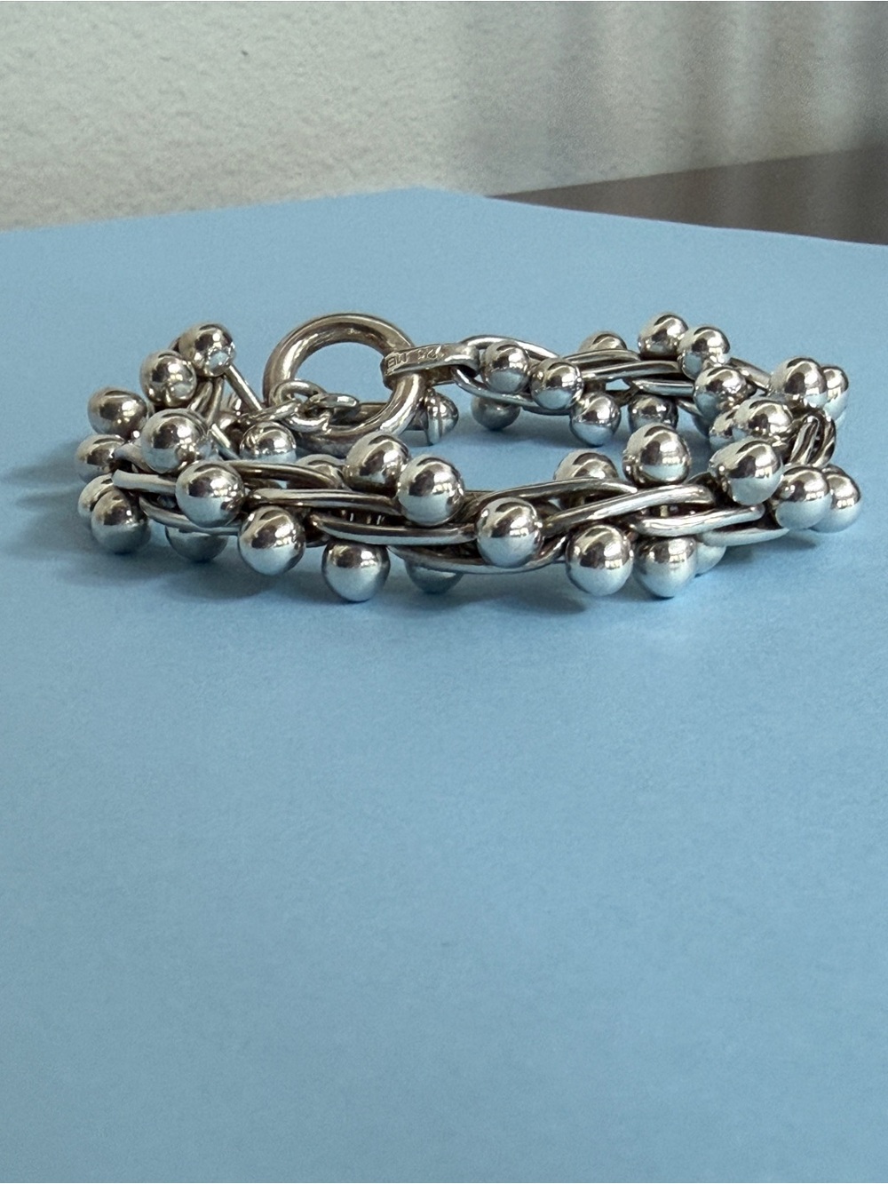 Vintage Silpada Sterling Silver “DNA”Beaded Bracelet - 72 gram weight